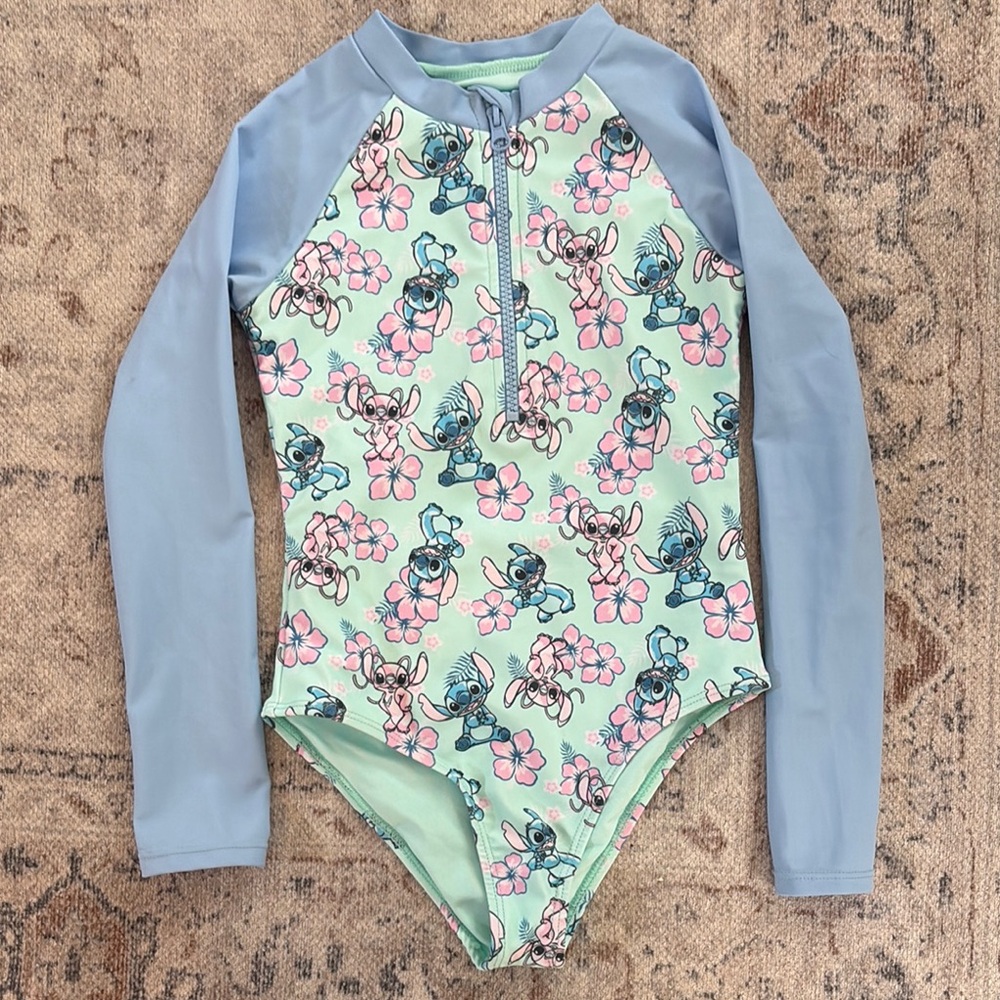 Girls Disney Stitch and Angel swimsuit/rashguard
